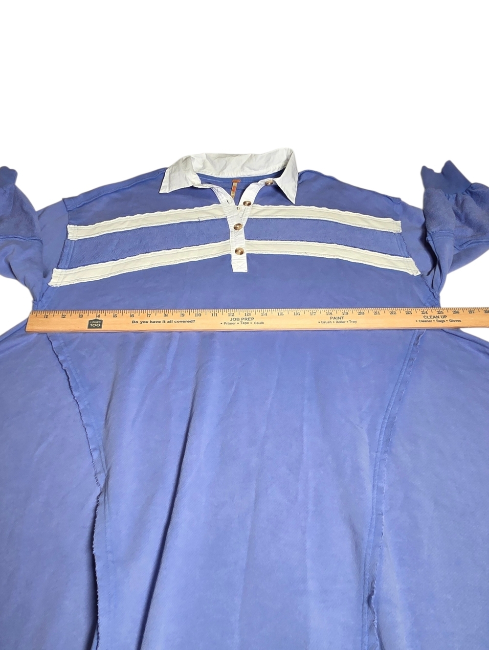 Free People Blair Sweatshirt Blue Varsity Polo Oversized Tunic XS NWT - Picture 5 of 14
